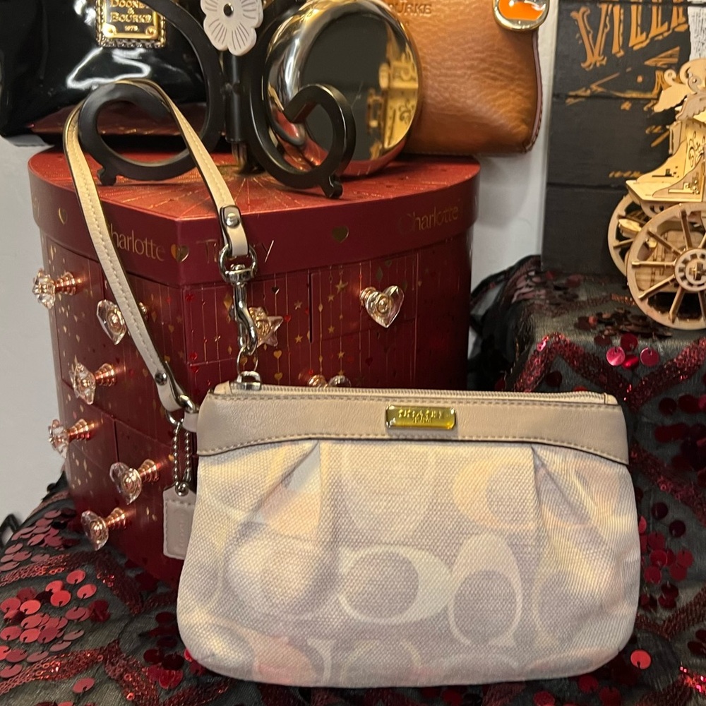 Coach Canvas & Leather Multi Color Wristlet